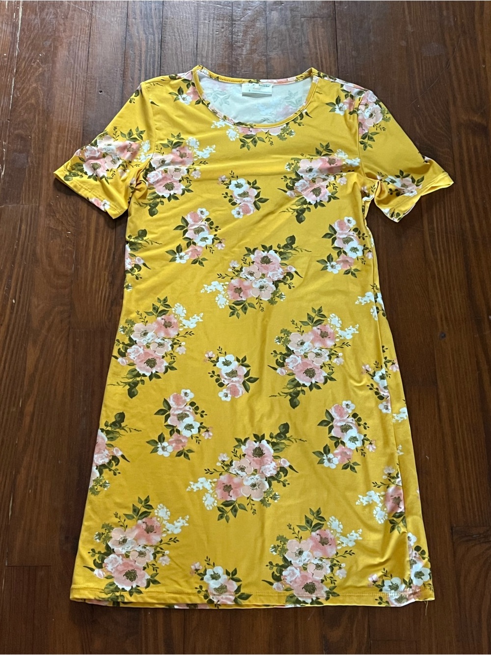 Bobbie Brooks Yellow Floral Short-Sleeve Mini Dress